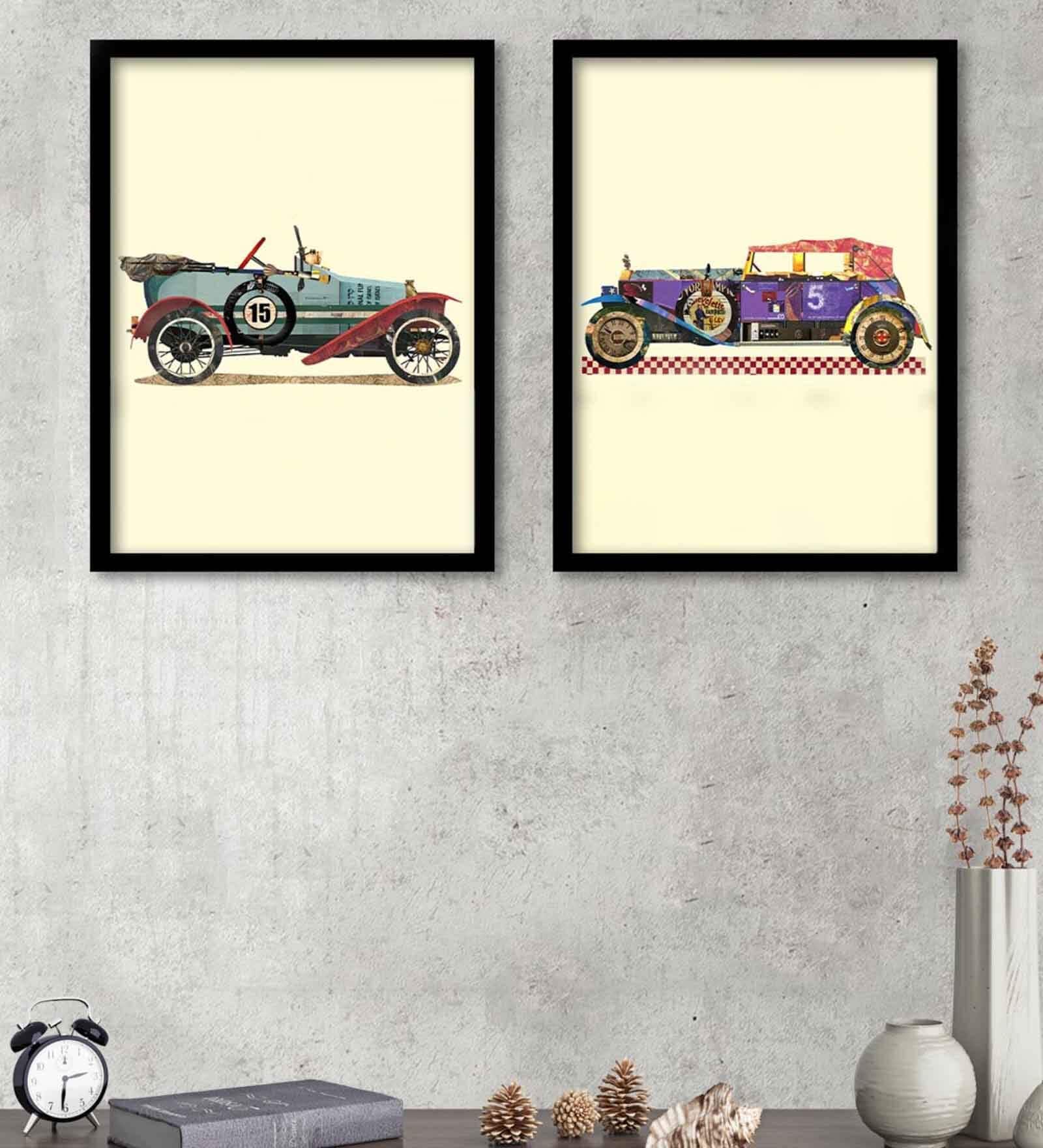 Buy Animeist Multicolour Paper Framed Transport Art Print Set of 2 at