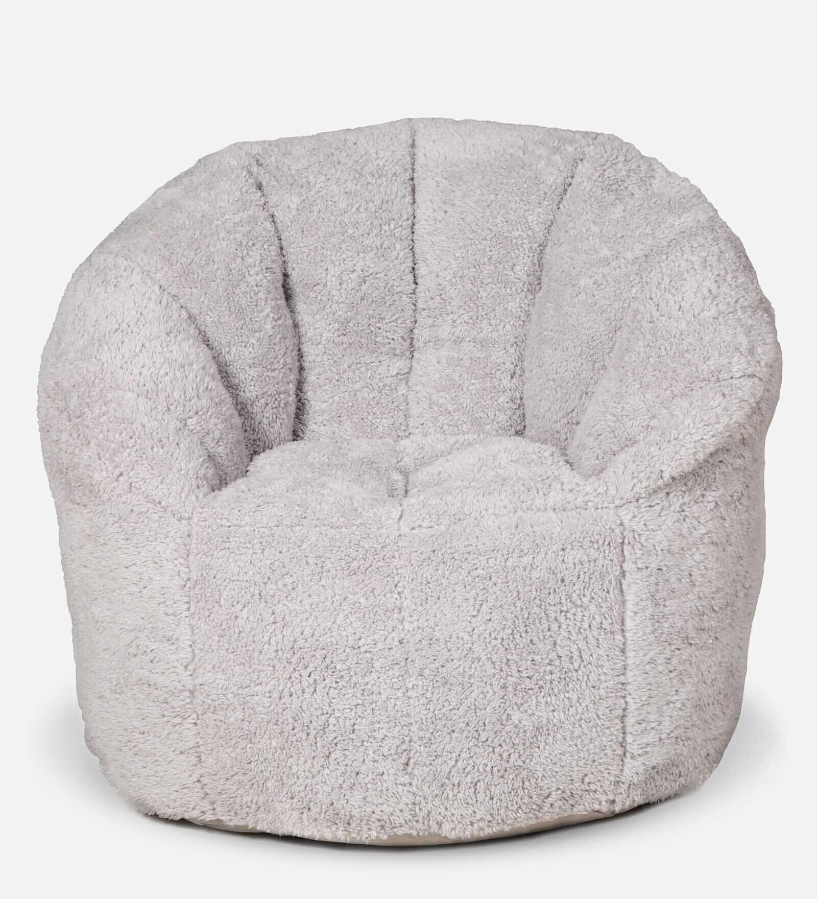 Papillon XXXL Round Bean Bag With Beans In Grey Colour