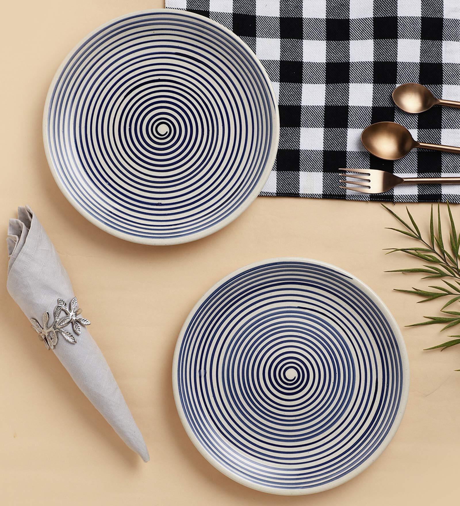 Parikrama 7 Inch Blue Ceramic (Set of 2) Quarter Plate