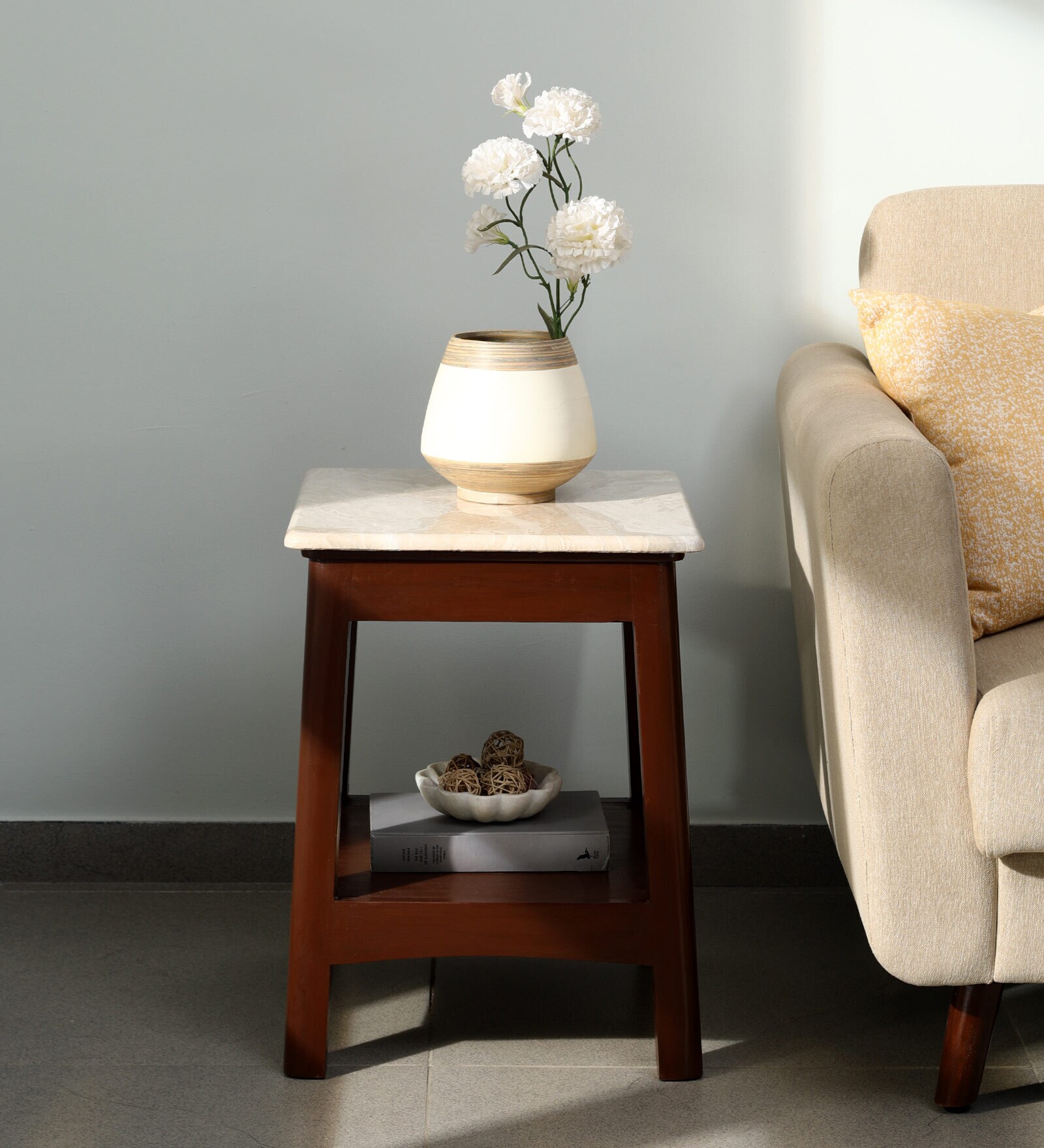 Parker Solid Wood End Table in Teak Wood Finish