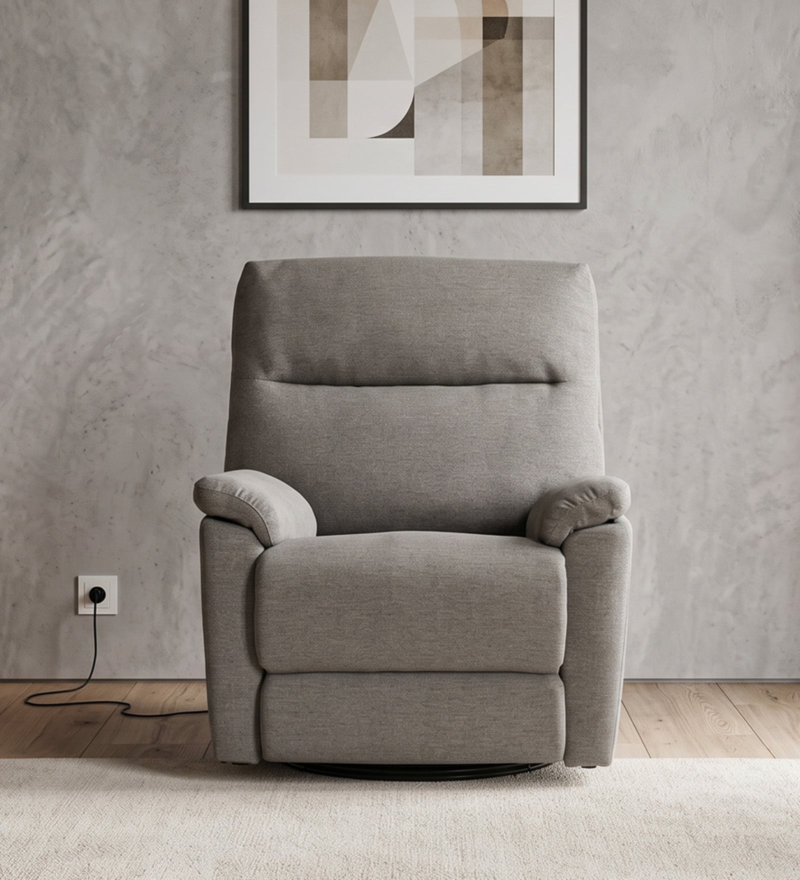Parker Motorized 1 Seater Rocking And Revolving Recliner In Beige Colour