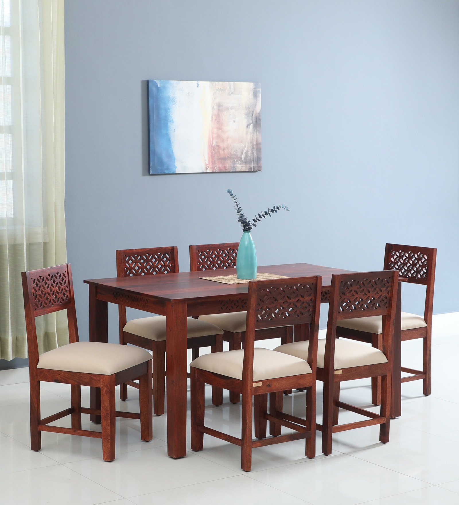 Parnika Sheesham Wood 6 Seater Dining Set In Scratch Resistant Honey Oak Finish