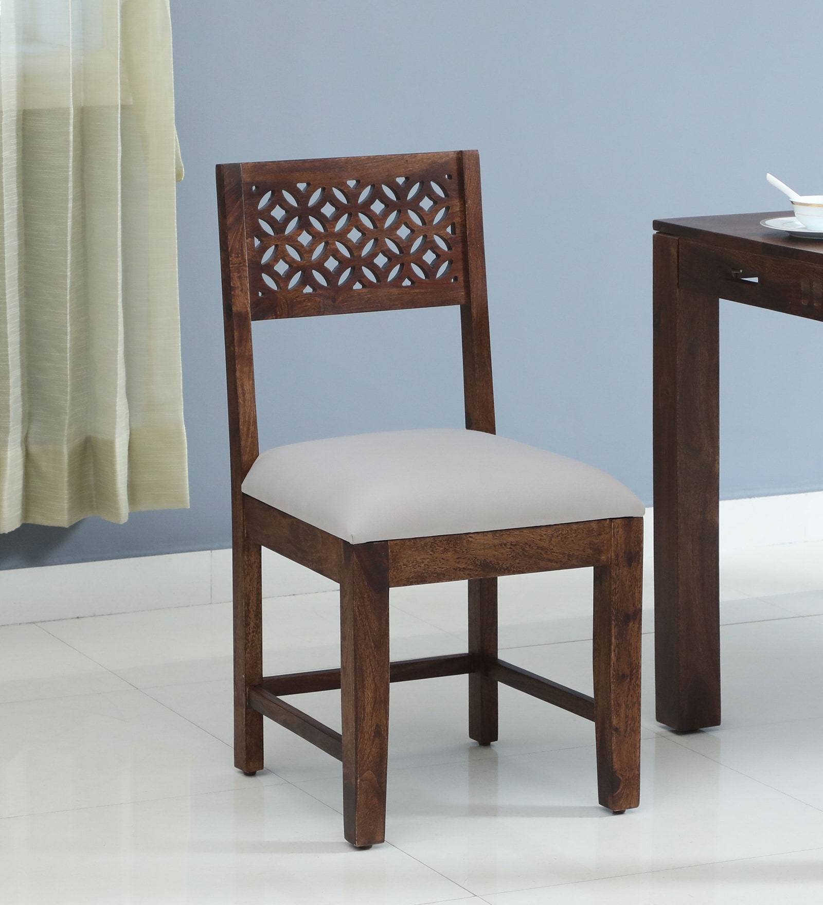 Parnika Sheesham Wood Dining Chairs in Scratch Resistant Provincial Teak Finish (Set Of 2)