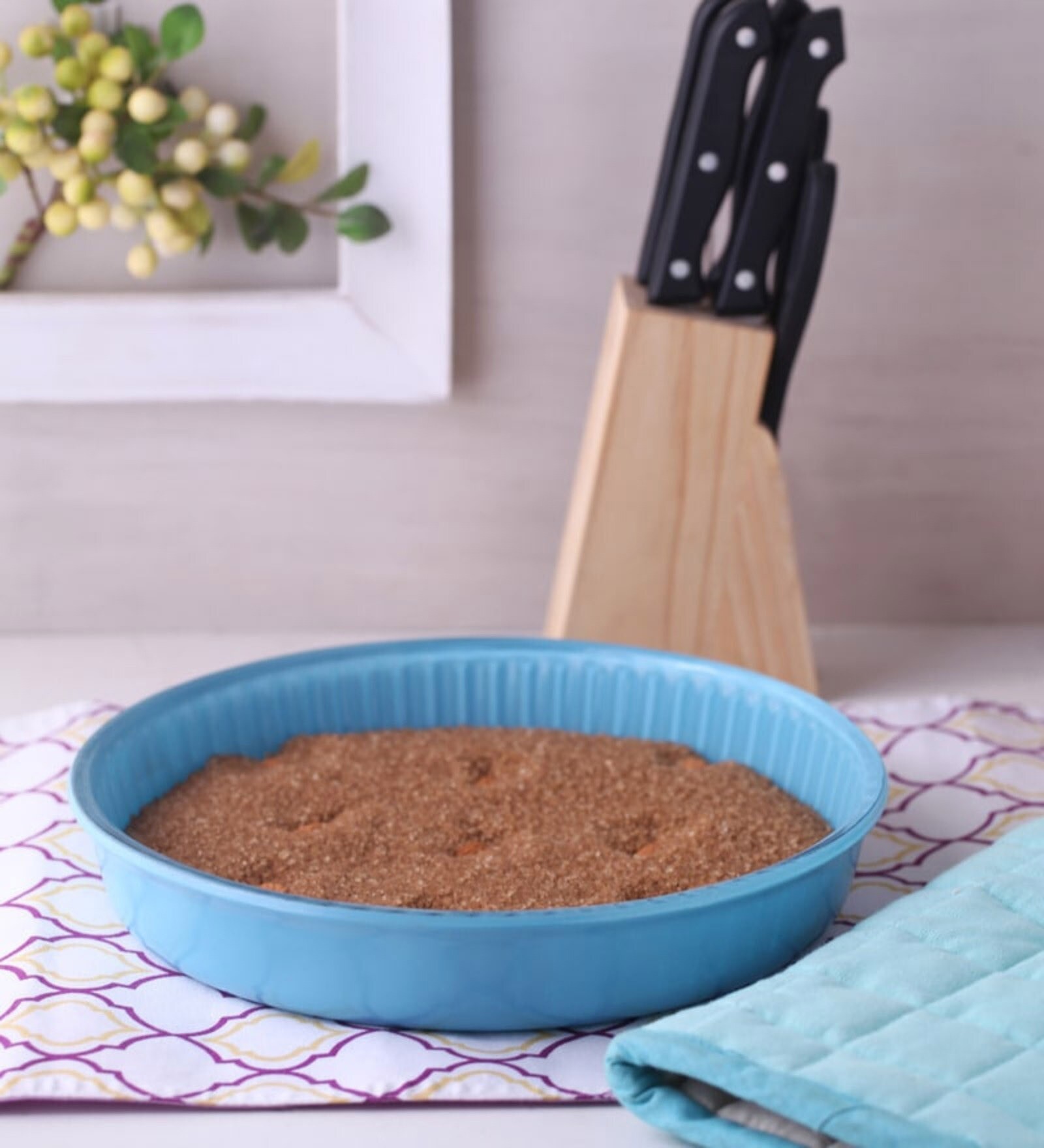 Ovenware Round Sky Blue Glass Baking Tray