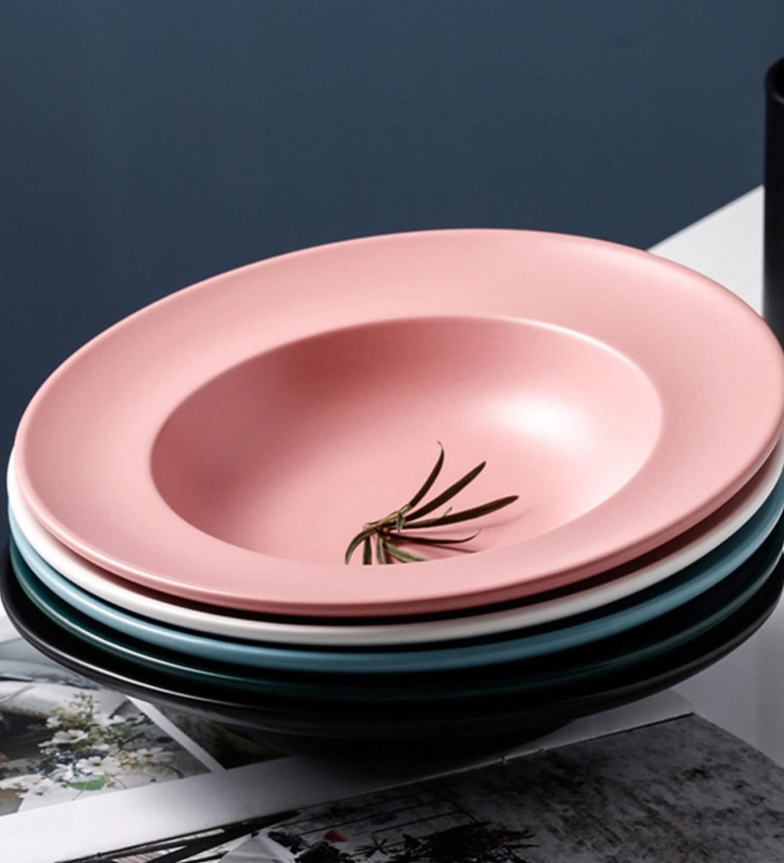 Buy Pasta Pink 9.1 Inch Ceramic Deep Plate by Nestasia Online - Side ...