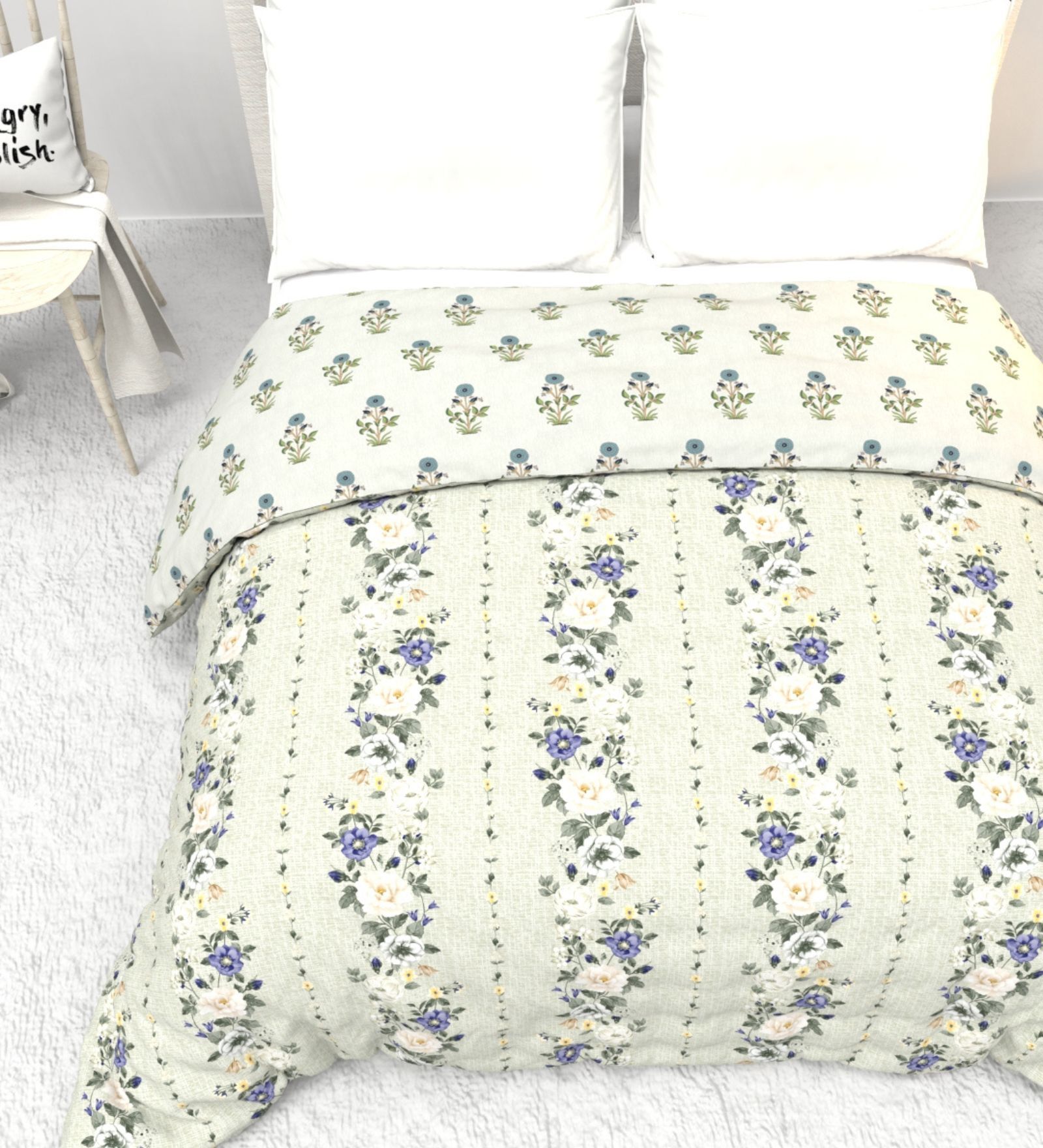 Pastel Blooms Reversible Cold-Weather Comforter Single Bed 150cmx250cm