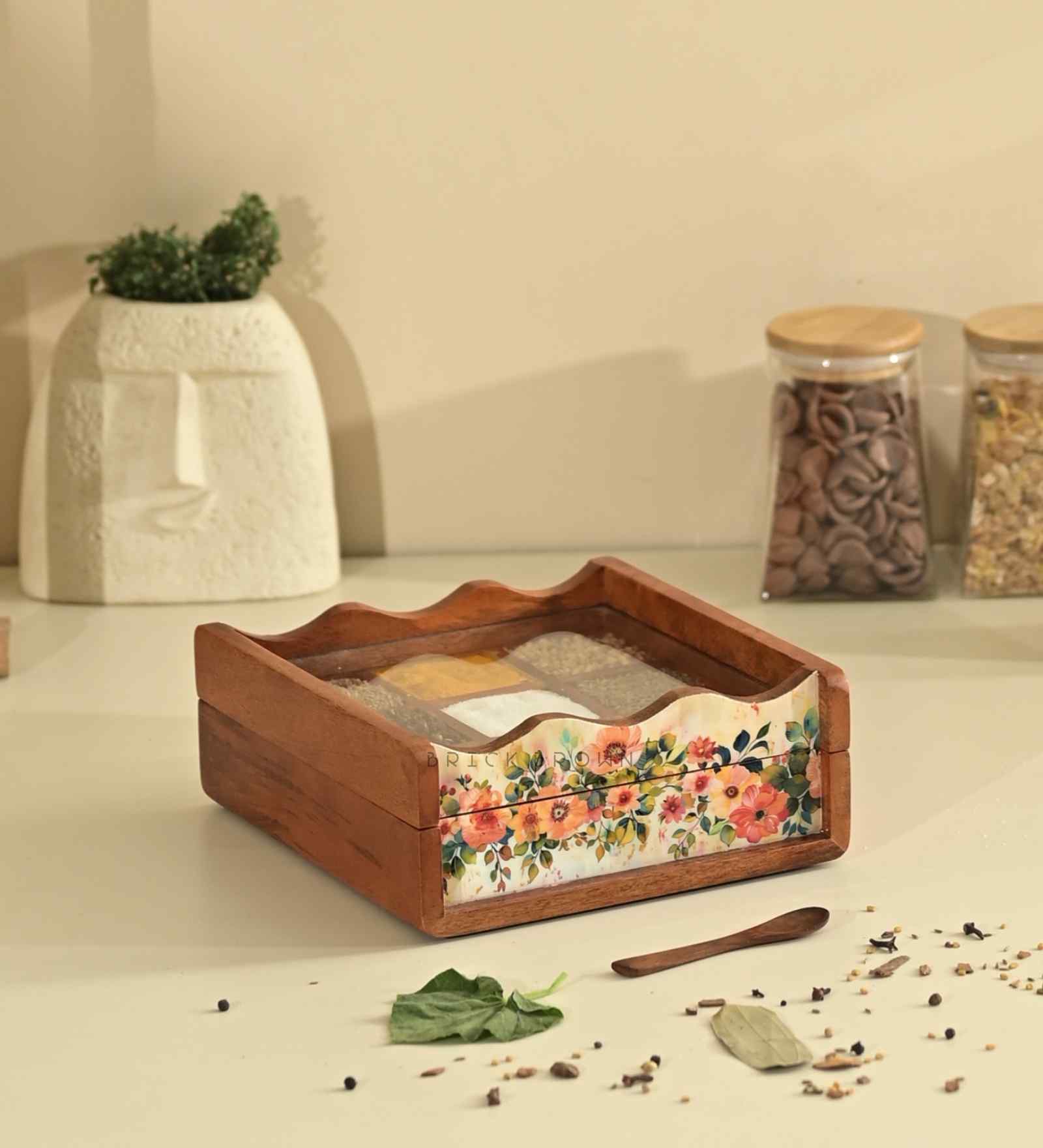 Pastel Flora Nava Masala Box Spice Box