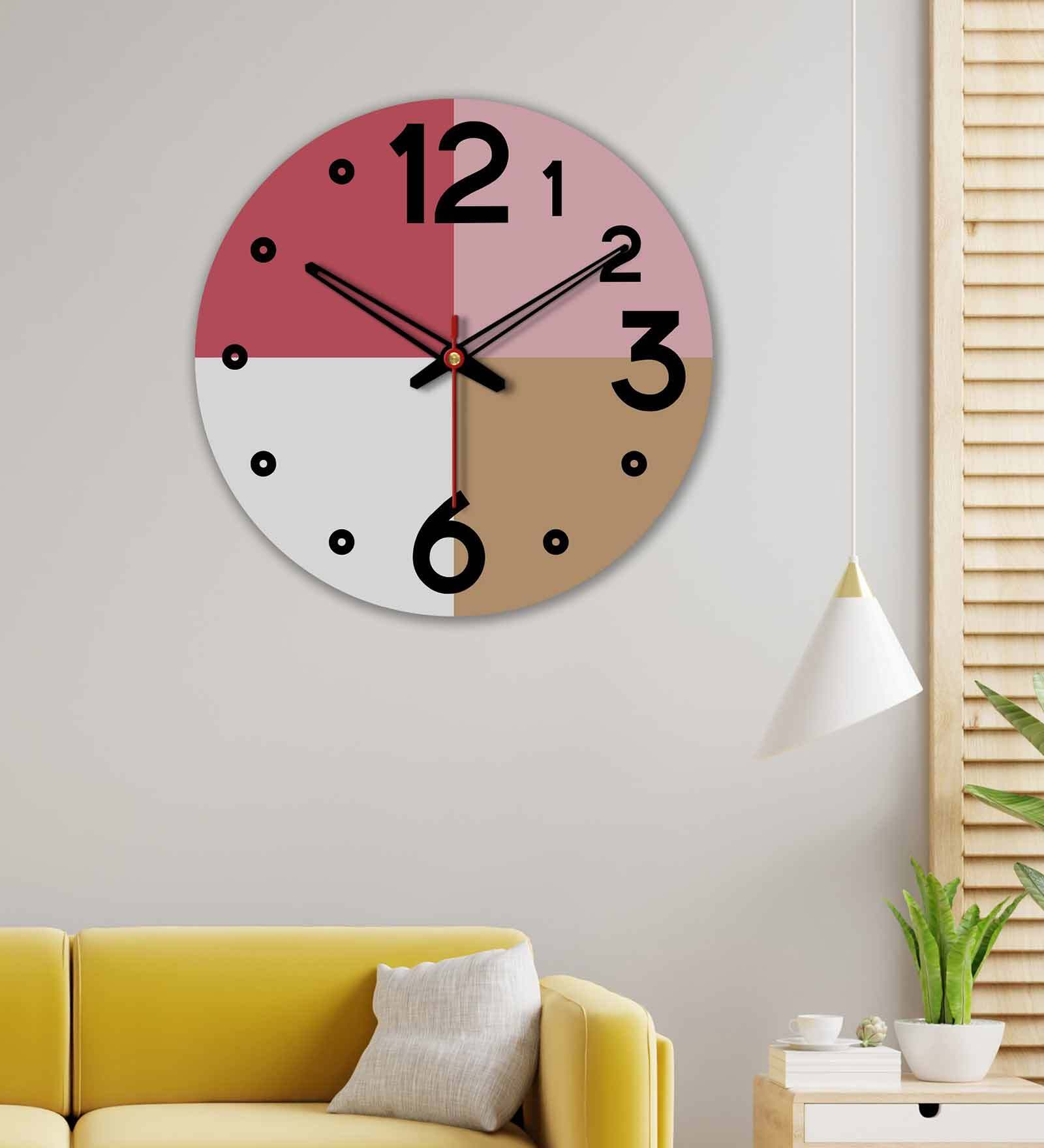 Pastel Mosaic  Wood Wall Clock In Multicolor