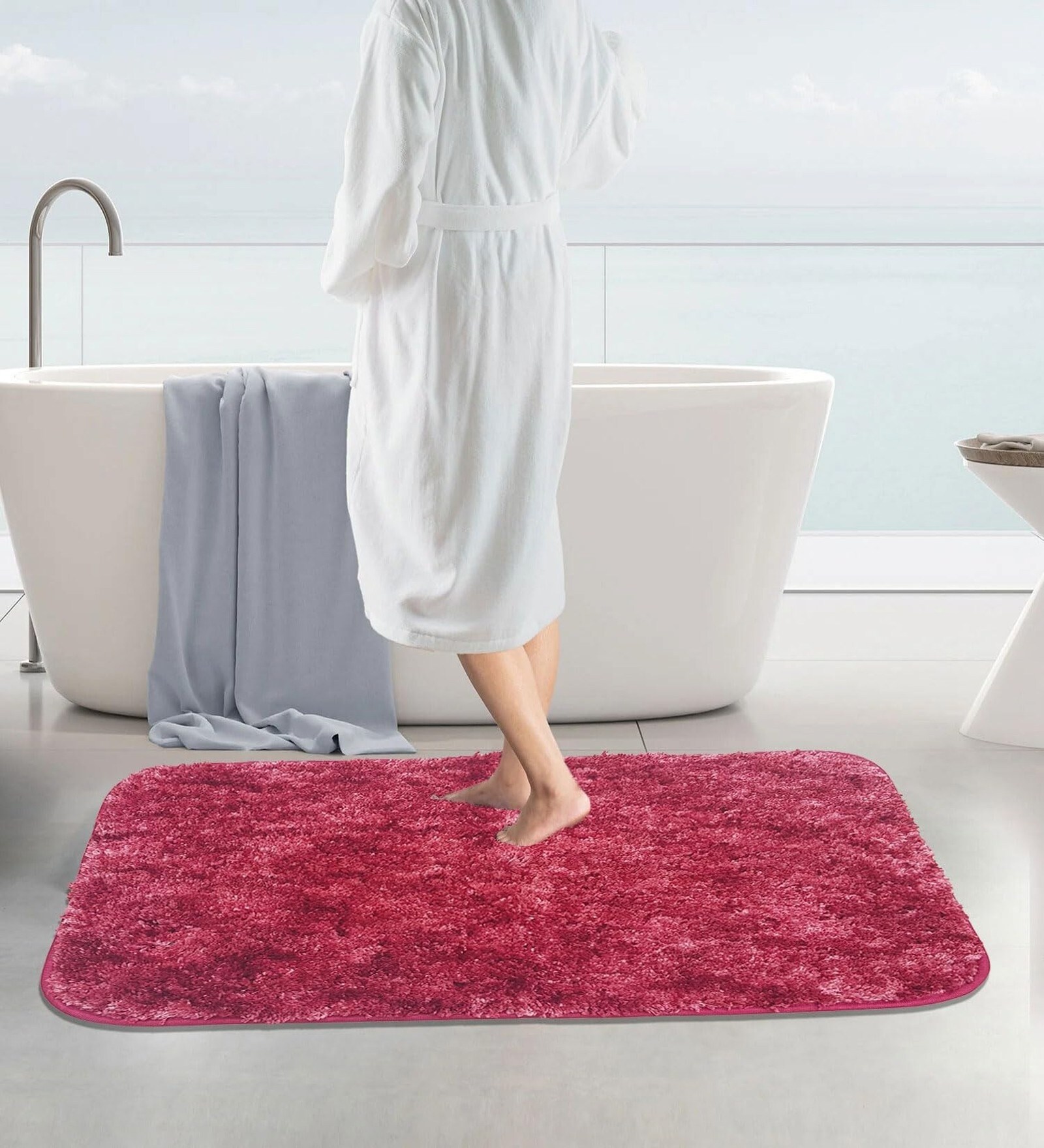 Pastel Red Microfiber 18x30 Inches Super Soft Bath Mat