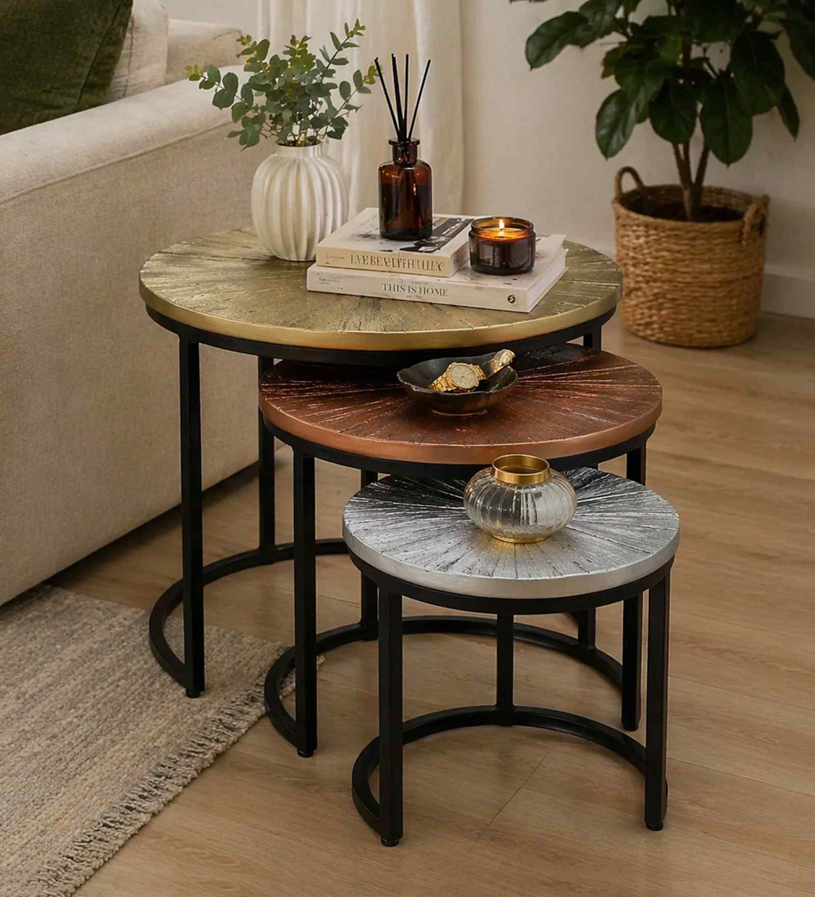 Pastorius Solid Wood Nest Of Tables In Black Finish