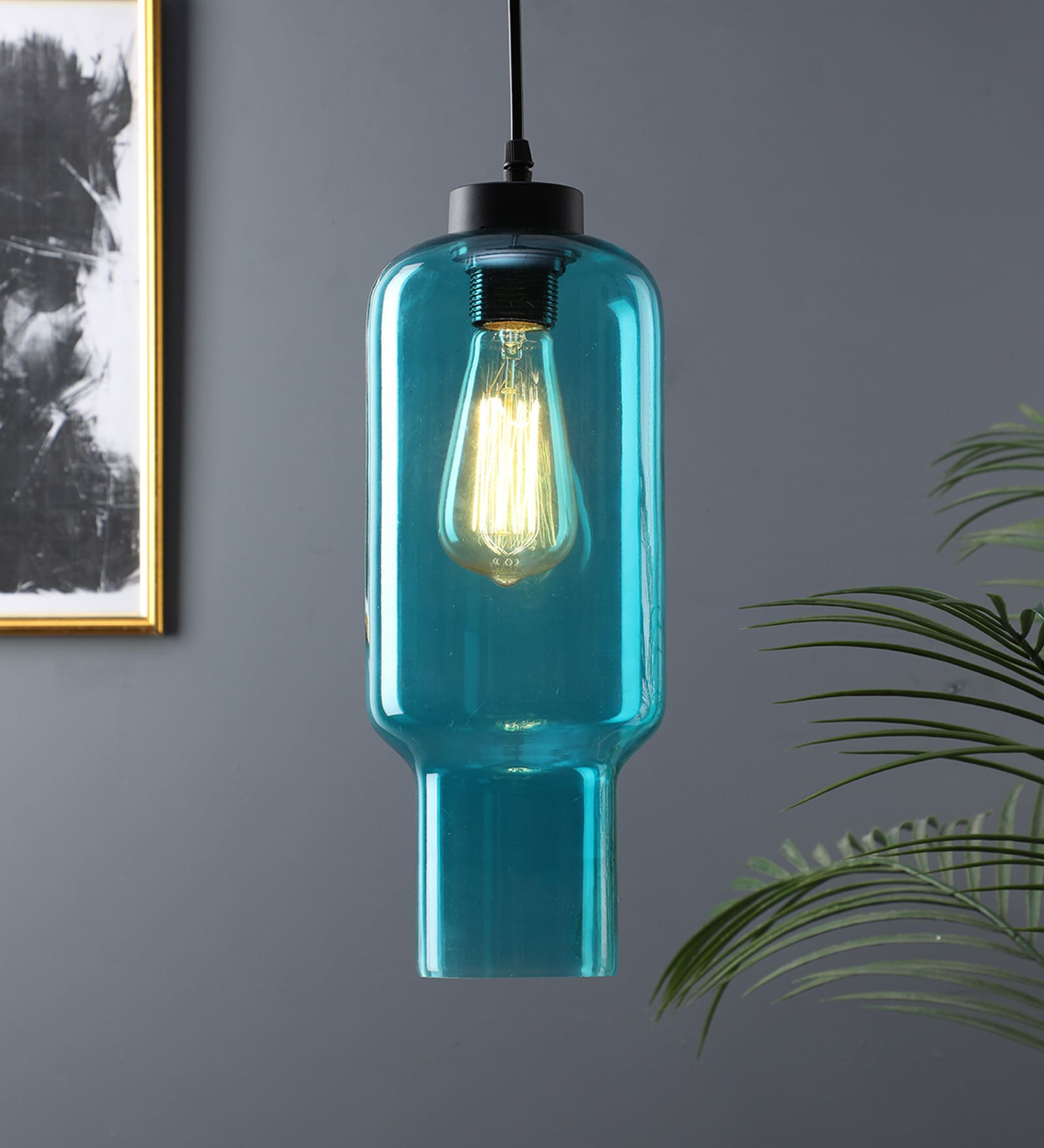 Patia Blue Glass Single Hanging Lights