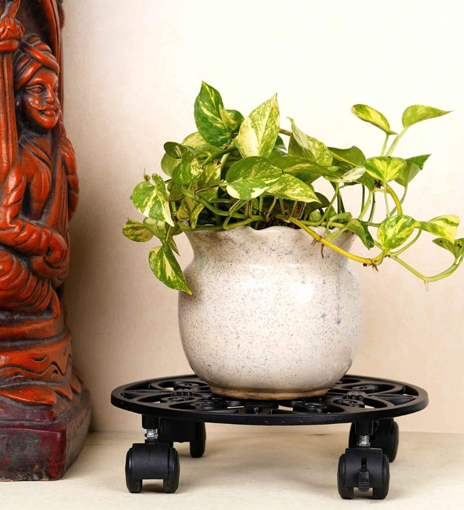 Patio Set of 2 Black Metal Plant Stand