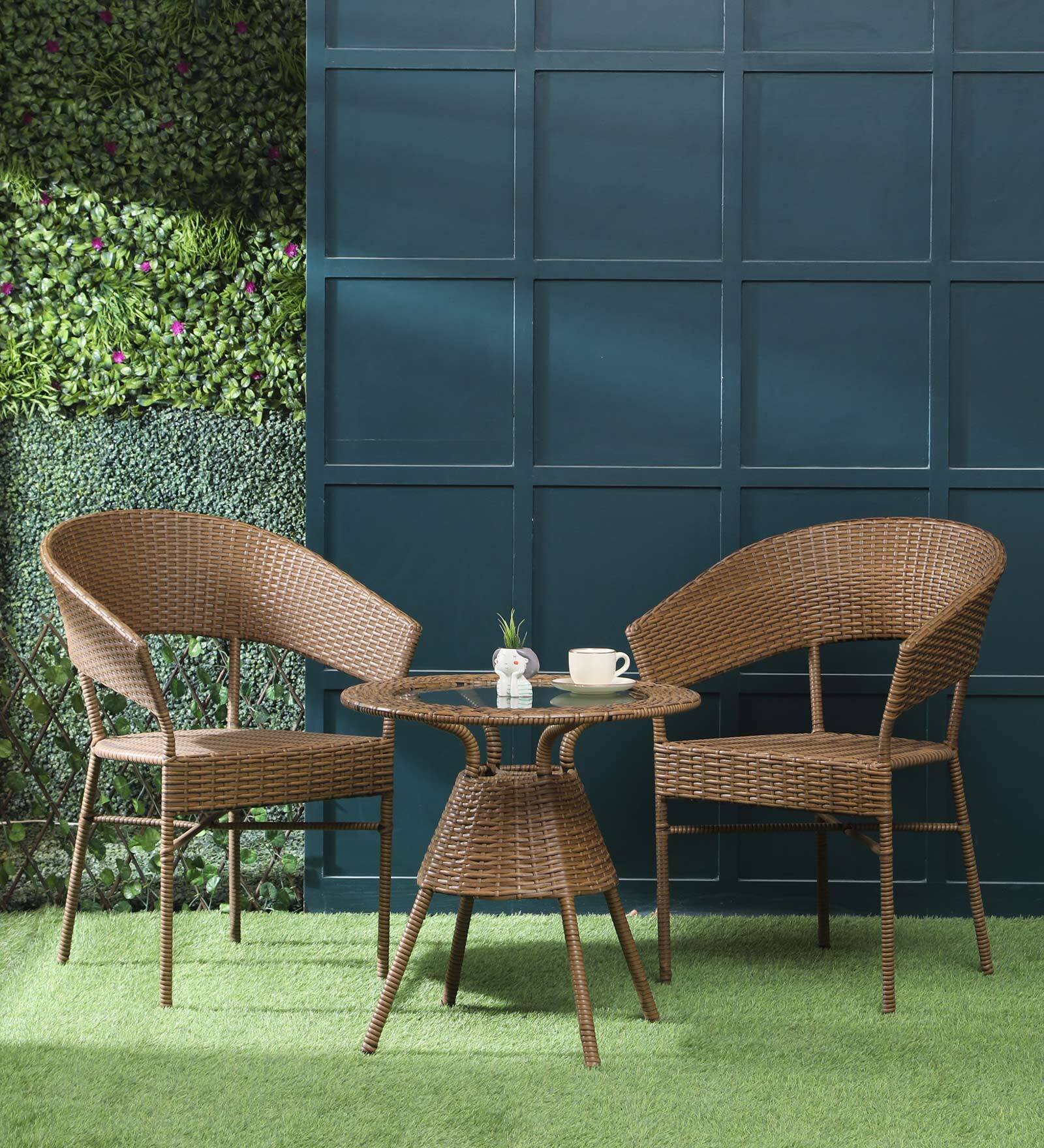 Buy Stalin Wicker Table and Chair Set in Brown Colour at 10 OFF by