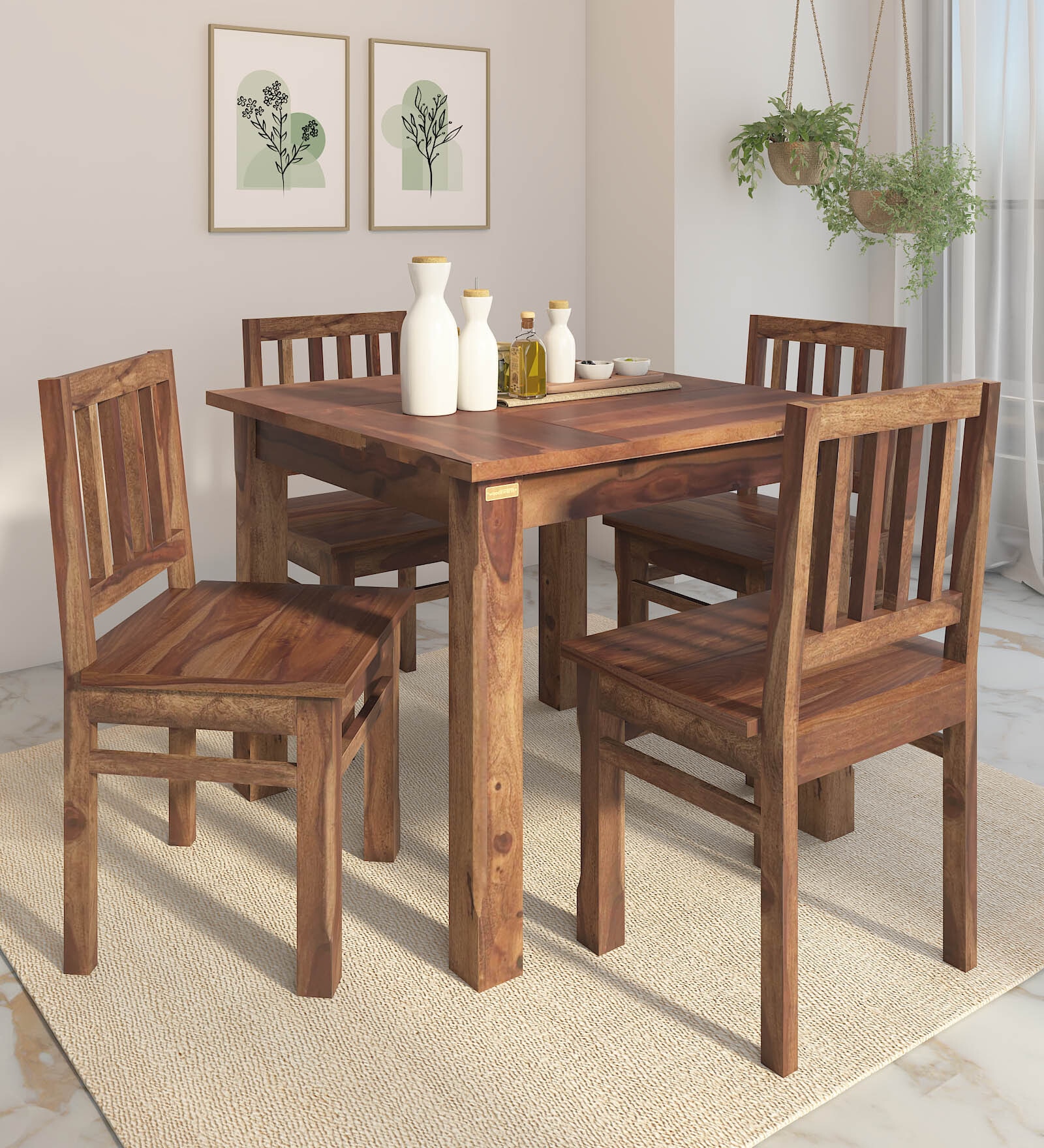 Buy Patron Sheesham Wood 4 Seater Dining Set In Provincial Teak Finish ...