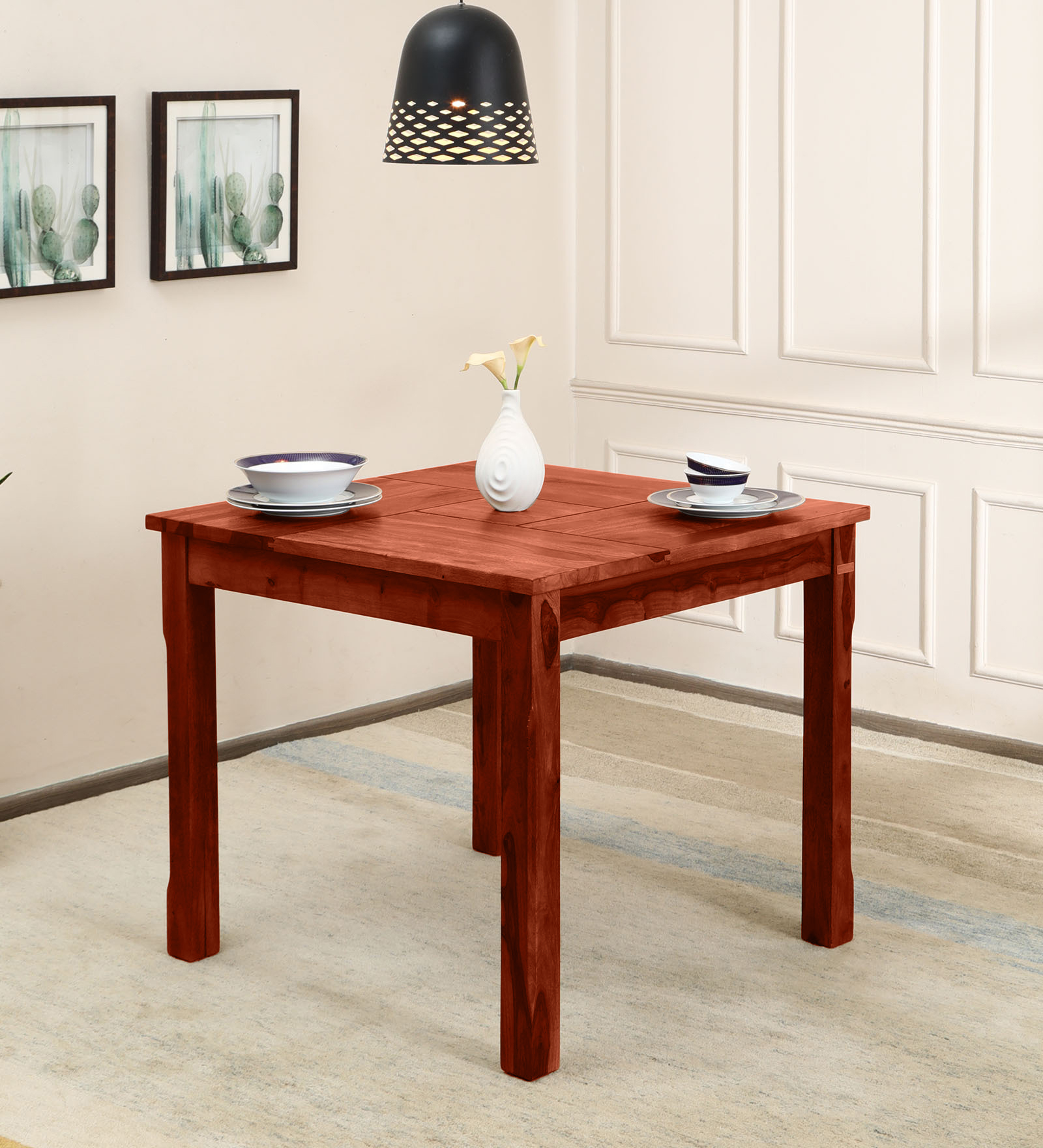 Patron Sheesham Wood 4 Seater Dining Table In Honey Oak Finish
