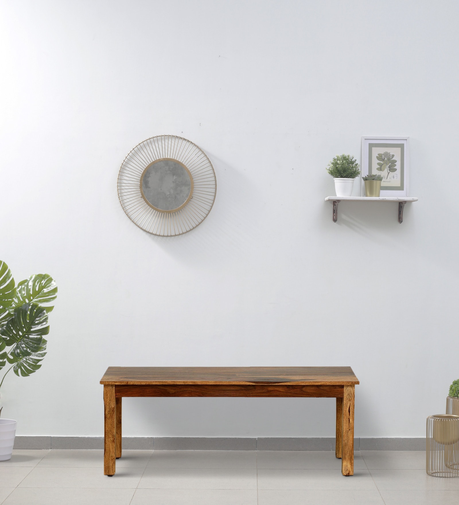 Patron Sheesham Wood Bench In Rustic Teak Finish