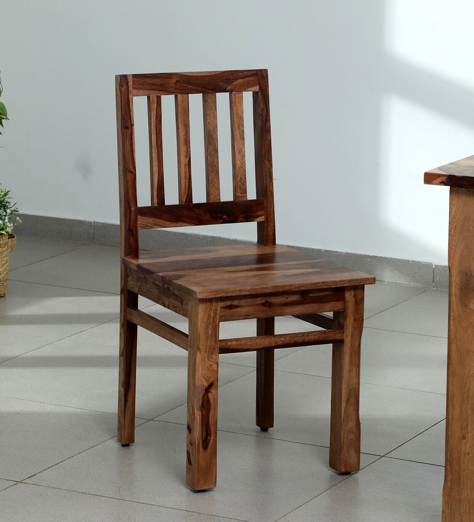 Patron Sheesham Wood Dining Chairs In Rustic Teak Finish (Set Of 2)