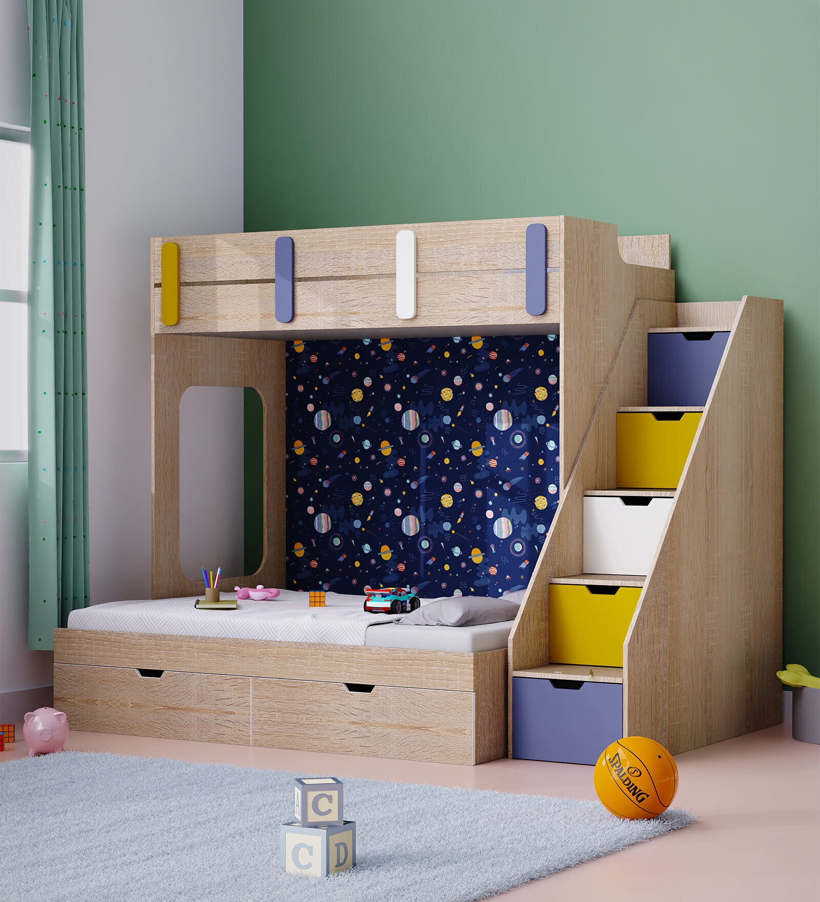 Buy Pattern Dreams Bunk Bed in Oak Colour at 30 OFF by Boingg! A