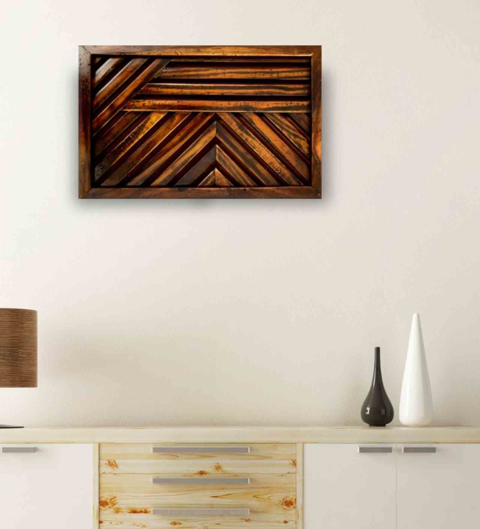 Pattern Wooden Wall Art Wooden Wall Art In Walnut Brown