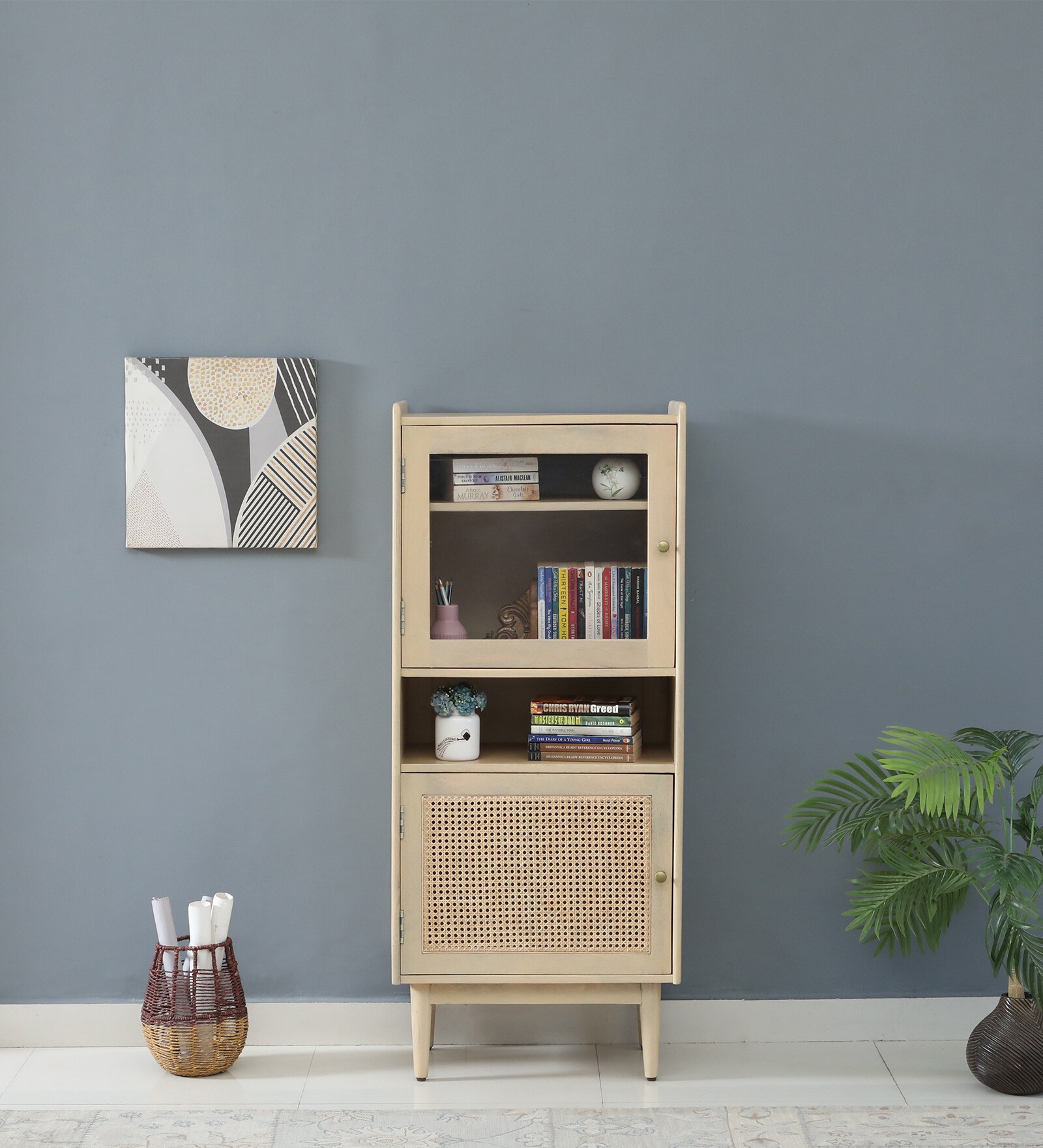 Paulina Solid Wood Bookcase In Gold Wash Finish
