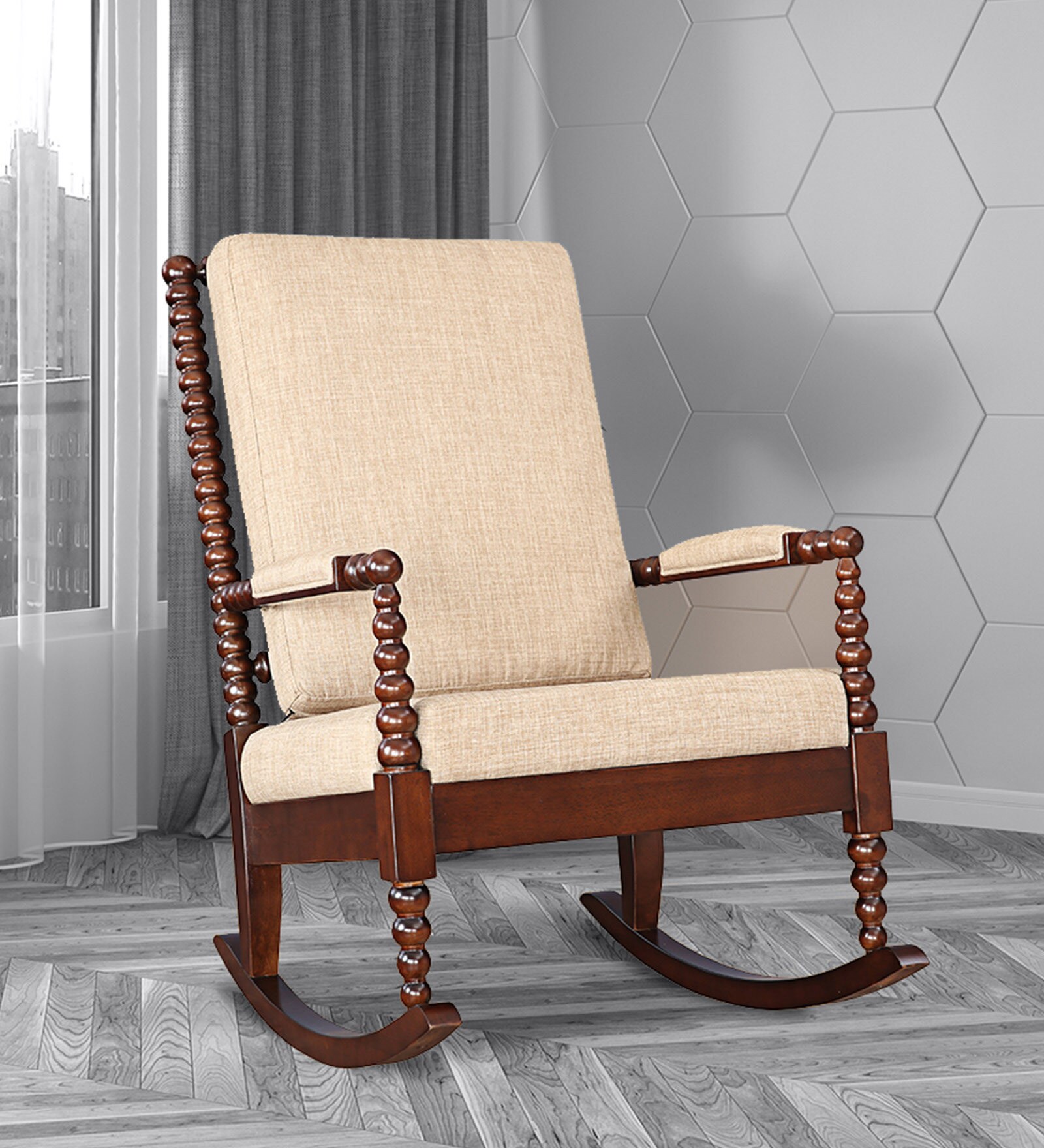 Pauline Rocking Chair in Walnut Colour