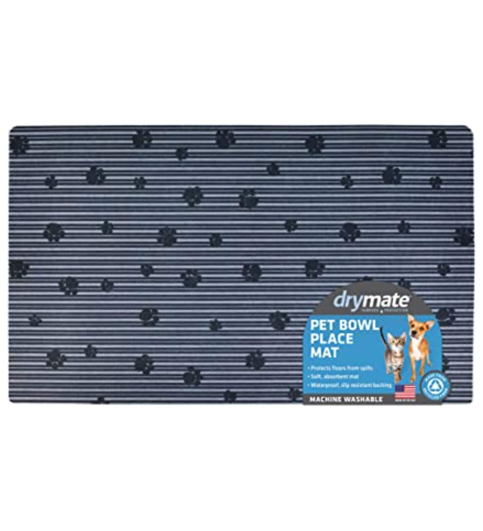 Paw Stripe Grey & Black Fabric Pet Placemat