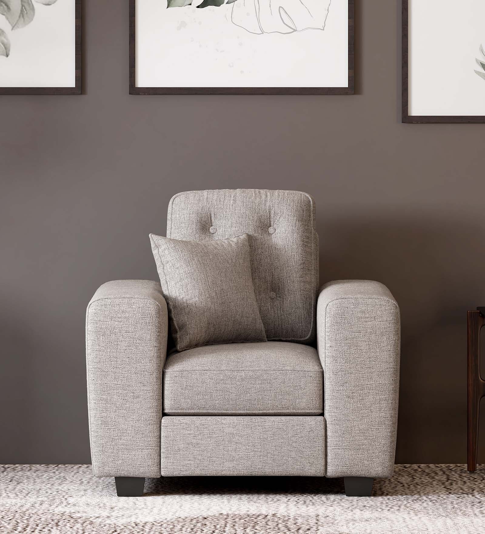 Payton 1 Seater Sofa In Grey Colour With Matte Finish Payton 1 Seater Sofa In Grey Colour With Matte Finish