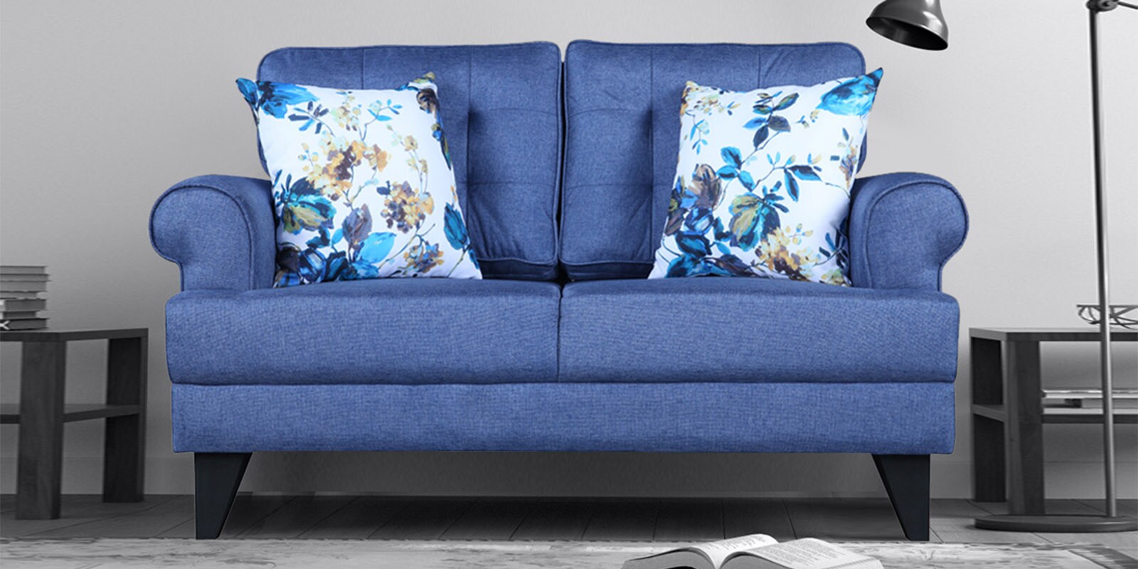 Paddington Plus Fabric 2 Seater Sofa in Blue Colour