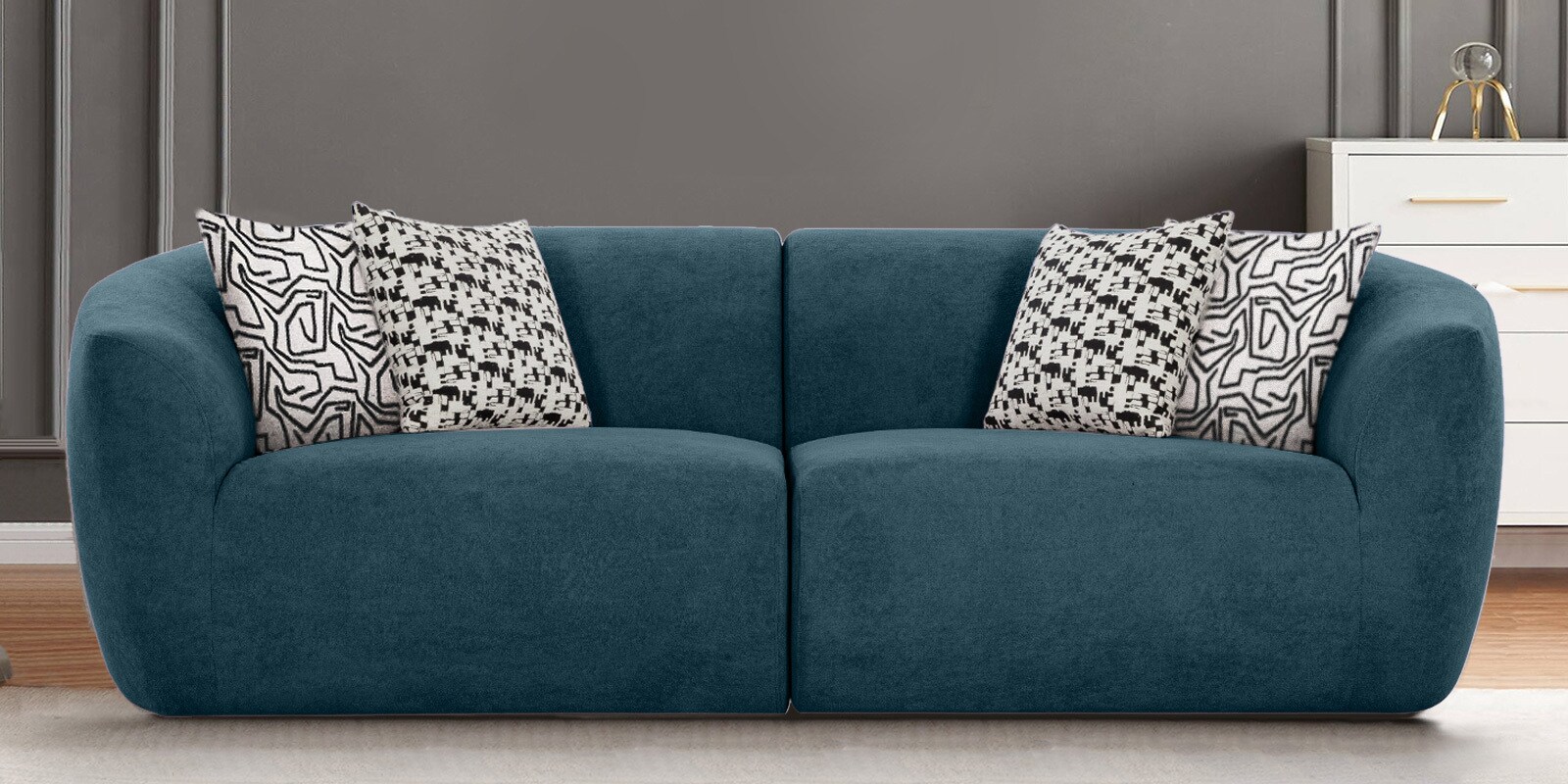 Palm Spring Fabric 3 Seater Sofa in Indigo Blue Colour