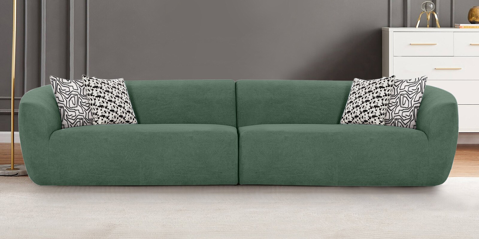 Palm Spring Fabric 4 Seater Sofa in Emerald Green Colour