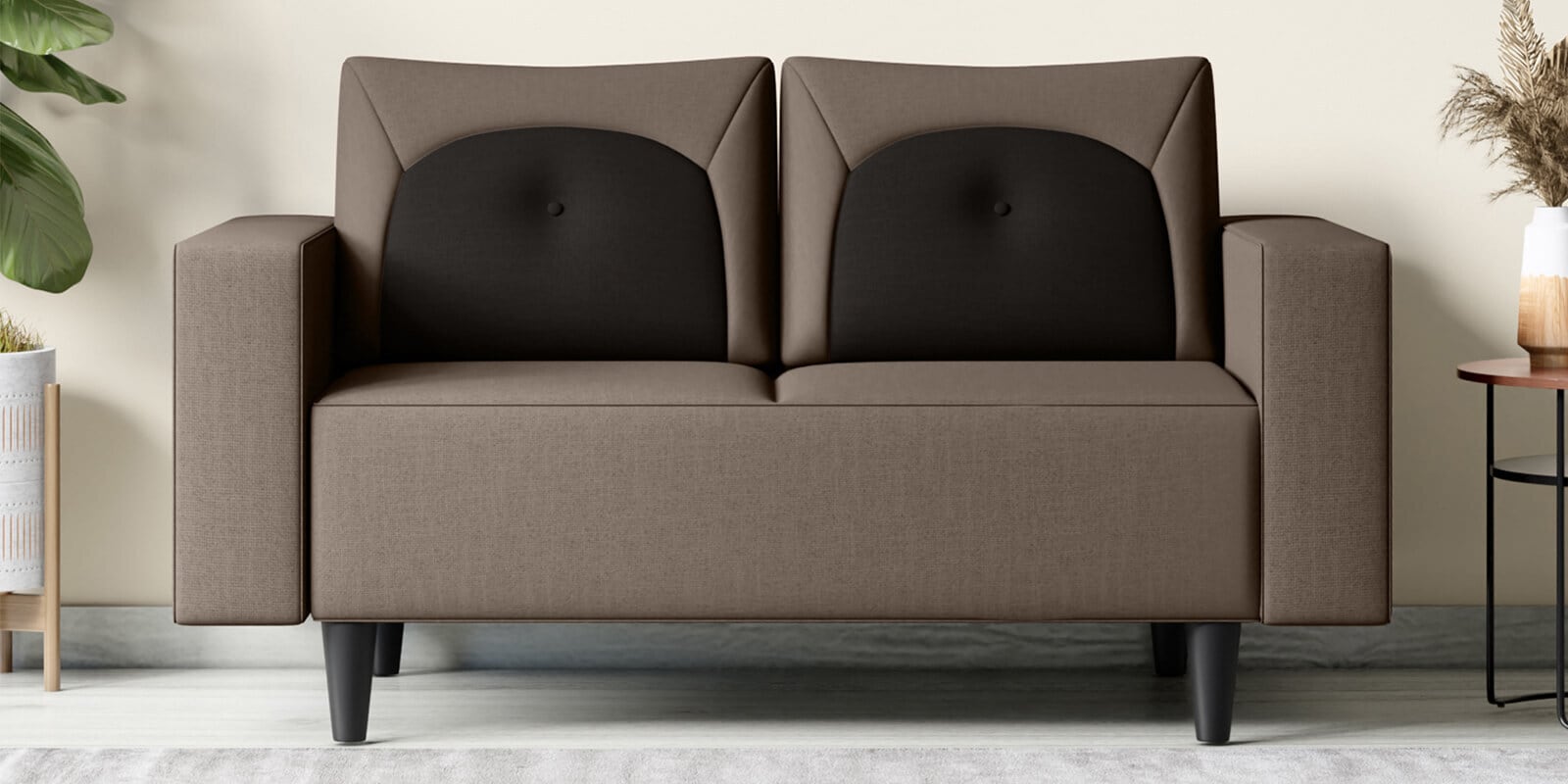 Pangram Fabric 2 Seater Sofa In Taupe Colour