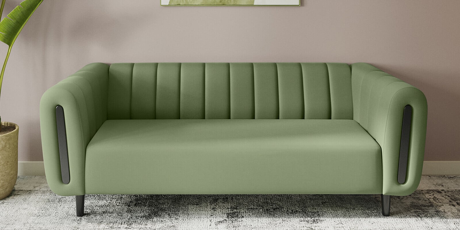 Paramount Fabric 3 Seater Sofa in Green Colour Paramount Fabric 3 Seater Sofa in Green Colour