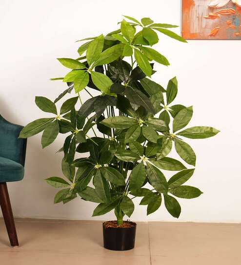 Artificial Pachira Money Tree Plant with Black Pot