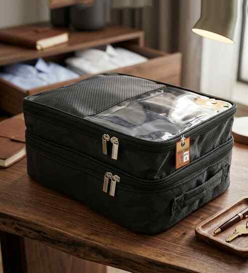 Pack Of 1 Black Nylon Travel Shoe Bags Cover