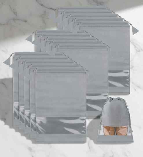 Pack Of 18 Grey Shoe Organizer Bag Covers