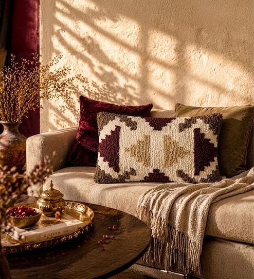 Pack of 2 Multi - Colour Abstract  Cotton Hand Crafted Cushion Covers