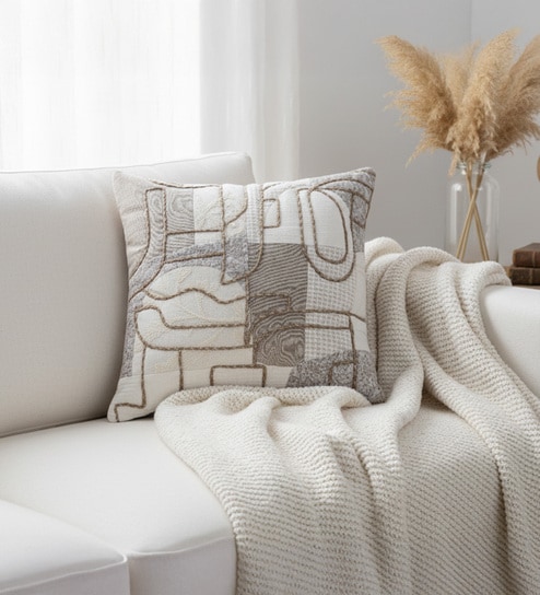 Pack of 2 Nude Abstract Cotton Hand Crafted Cushion Covers