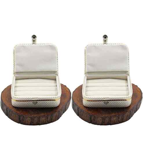 Pack Of 2 Cream Ring Storage Box Jewellery Organizer