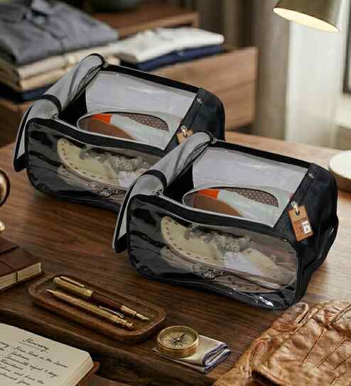 Pack Of 2 Black Shoe Nylon Organizer Bag Covers