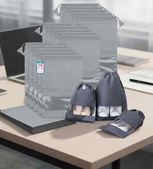 Pack Of 24 Grey Shoe Organizer Bag Covers