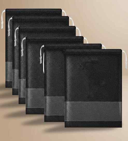 Pack Of 6 Black Shoe Organizer Bag Covers