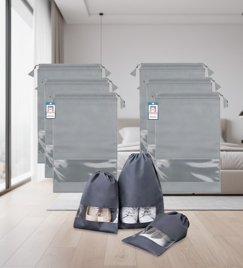 Pack Of 6 Grey Shoe Organizer Bag Covers