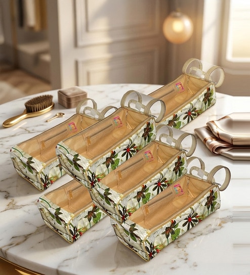 Pack Of 6 Brown Nylon Shoe Organizer Bag Covers