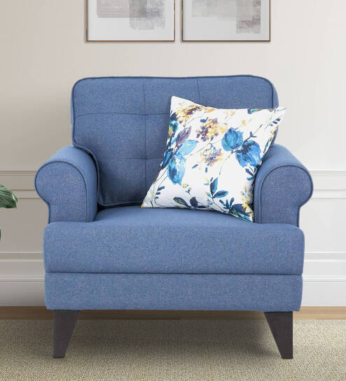 Paddington Fabric 1 Seater Sofa in Blue Colour