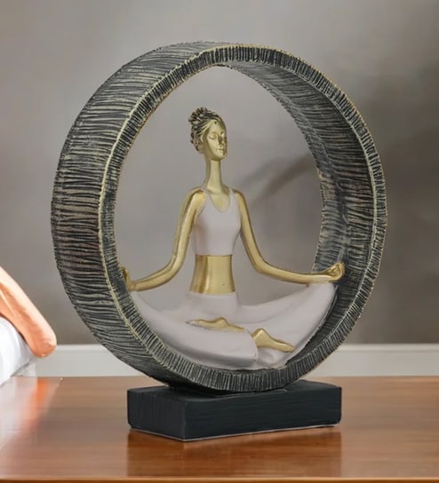 Padmasana Yoga Figurinee | Resin Material | On Base used Felt for Grip and Table Protect | Ideal for Table Decor and Shelves Showpiece