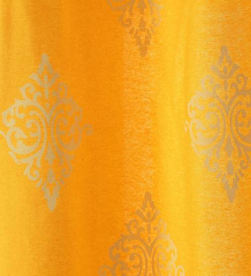 Buy Paisley Design Yellow Color Premium Cotton Eyelet Curtain Long
