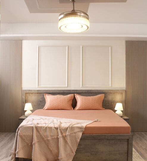 Pale Apricot 100% Cotton 300TC Solid Superking Bedsheet with 2 Pillow Covers (Quilted)