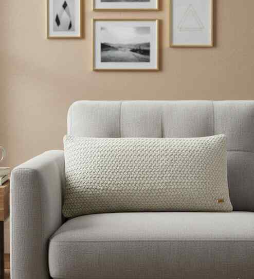 Pale Whisper 100% Cotton Anna 12X20 Inches Knitted Cushion Cover