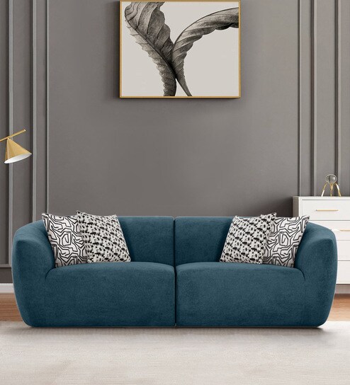 Palm Spring Fabric 3 Seater Sofa in Indigo Blue Colour