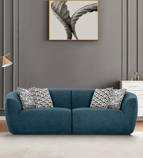 Palm Spring Fabric 3 Seater Sofa in Indigo Blue Colour